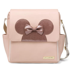 Petunia Pickle Bottom Boxy Backpack pink front view highlights organized interior