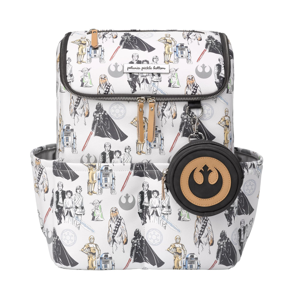 Petunia Pickle Bottom Method Backpack front view demonstrates spacious layout for parents on the go.