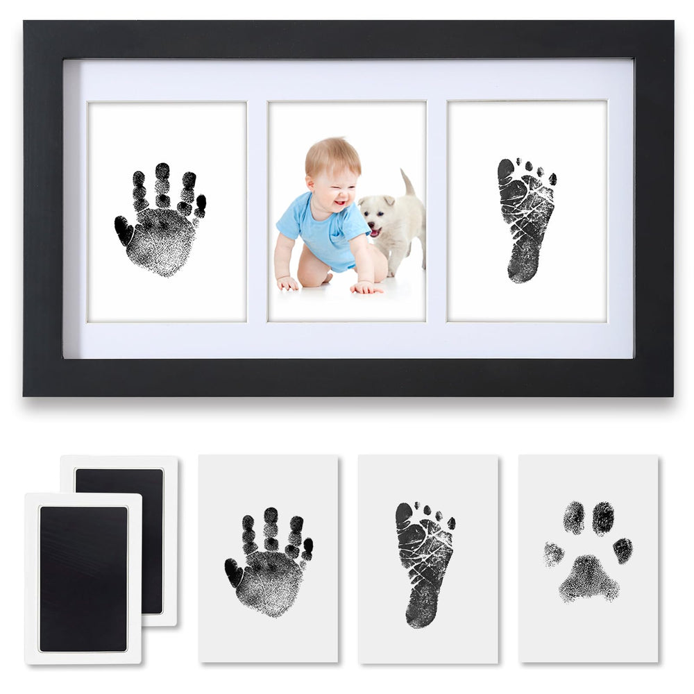 PewinGo hand-and-footprint kit frame shows a timeless baby keepsake in nursery decor