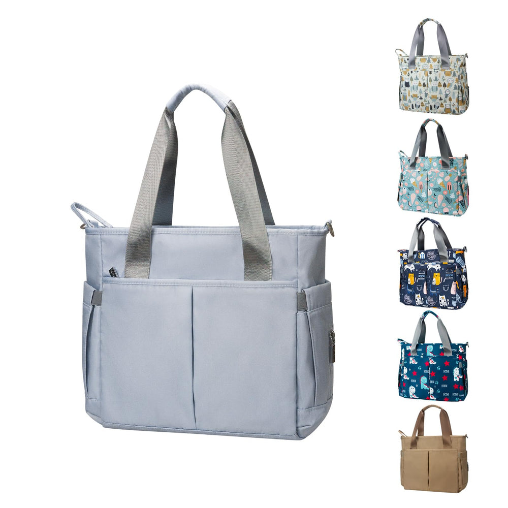 PHEBEN diaper bag tote blue-grey exterior showcases waterproof durability for daily use