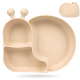 PHEENOWL snail plate front view shows three compartments for balanced meals and easy self-feeding.