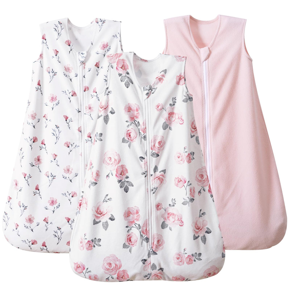 PHF 3 Pack Warm Micro-Fleece Sleep Sack floral packshot shows plush fabric for all-season comfort.