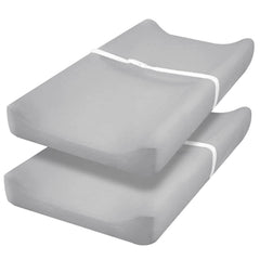 PHF changing pad cover grey two-pack on pad for easy diaper changes