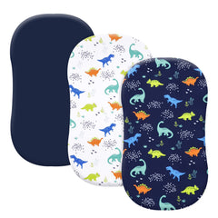 PHF dinosaur bassinet sheet close-up showing soft microfiber comfort for baby's skin.
