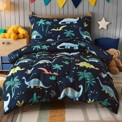 PHF dinosaur bedding set comforter close-up shows plush warmth