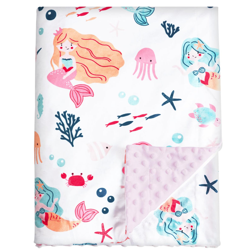 PHF Minky Baby Blanket mermaid face close-up, ultra-soft fabric for cozy snuggles.