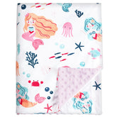PHF Minky Baby Blanket mermaid face close-up, ultra-soft fabric for cozy snuggles.