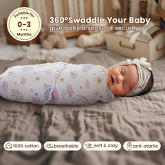 PHF rainbow swaddle wings close-up ergonomic support for hip comfort