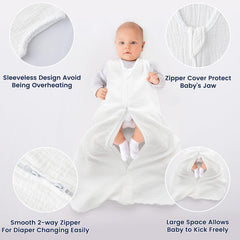 PHF sleep sack 2-way zipper detail enables easy diaper changes without disturbing baby.