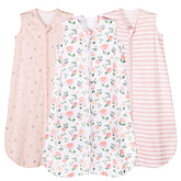 PHF soft baby sleep sack pink floral front view showcasing cozy organic cotton