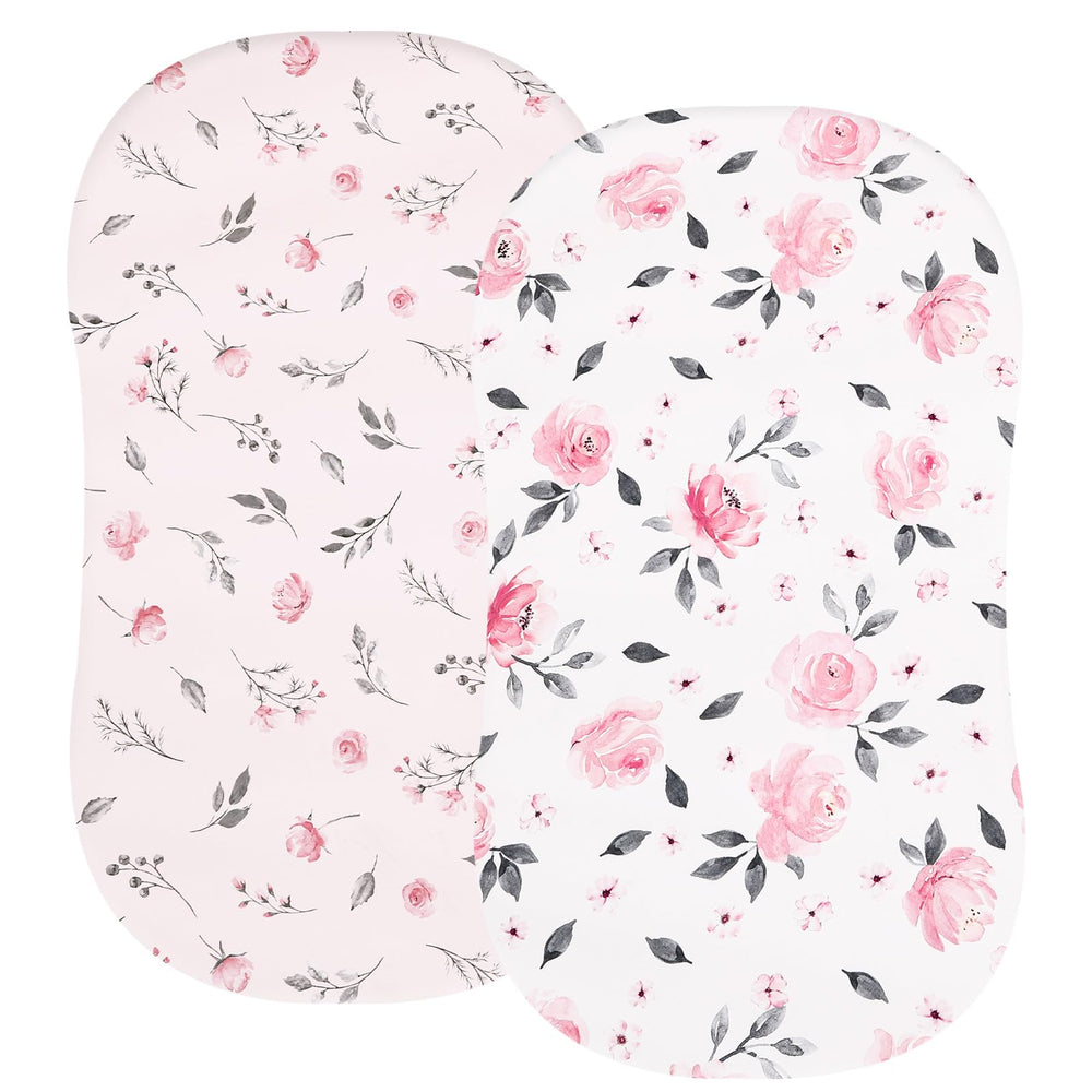 PHF soft bassinet sheet in pink floral pattern offers cozy, breathable comfort.