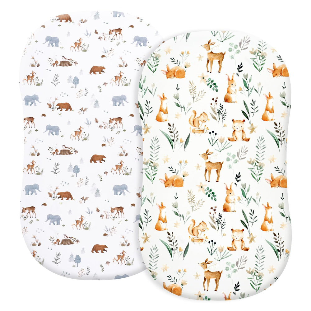 PHF Soft Bassinet Sheet Set Woodland folded—soft, skin-friendly fabric for peaceful baby sleep