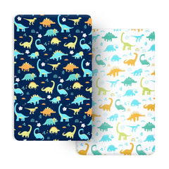 PHF soft mini crib sheet in dinosaur pattern from the two-pack set for stylish nursery styling