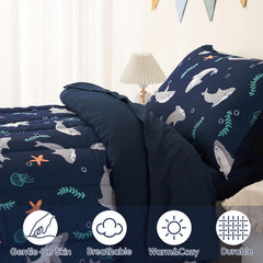 PHF shark comforter close-up shows silky-soft surface for all-season warmth