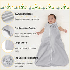 PHF sleep sack interior view showcases soft fleece and roomy space for hips and legs.