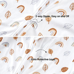 PHF woodland sleep sack side view emphasizes plush fleece and fit
