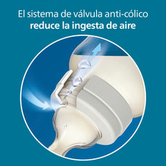 Philips Avent airfree bottle 9oz Flow 2 supports upright feeding