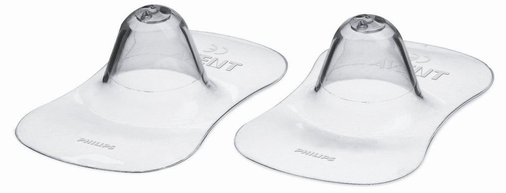 Philips AVENT small nipple protector pack close-up showing two protectors for sore-nipple relief