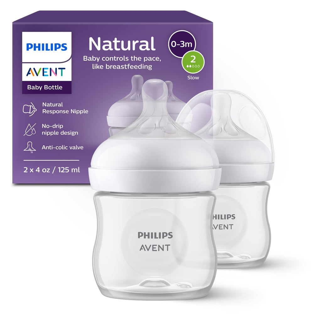 Philips Avent Natural 4oz bottle with flow-2 for controlled feeding pace