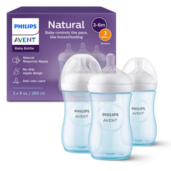 Philips Avent natural bottle 9oz blue triple pack for easy feeding transitions