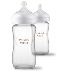 Philips Avent natural glass bottle 8oz showcases durable borosilicate glass for easy feeding.