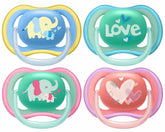 Philips Avent Ultra Air Pacifier 18+ Months four-pack keeps skin dry with large airholes