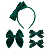 Phnydreg dark green velvet bow headband for soft comfort and cute everyday style.