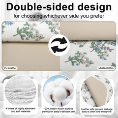 PHOEBUS BABY changing pad leather back provides waterproof protection and easy wipe-clean surface.