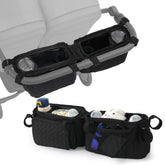 PHOEBUS BABY double stroller caddy showing organized storage compartments for essentials