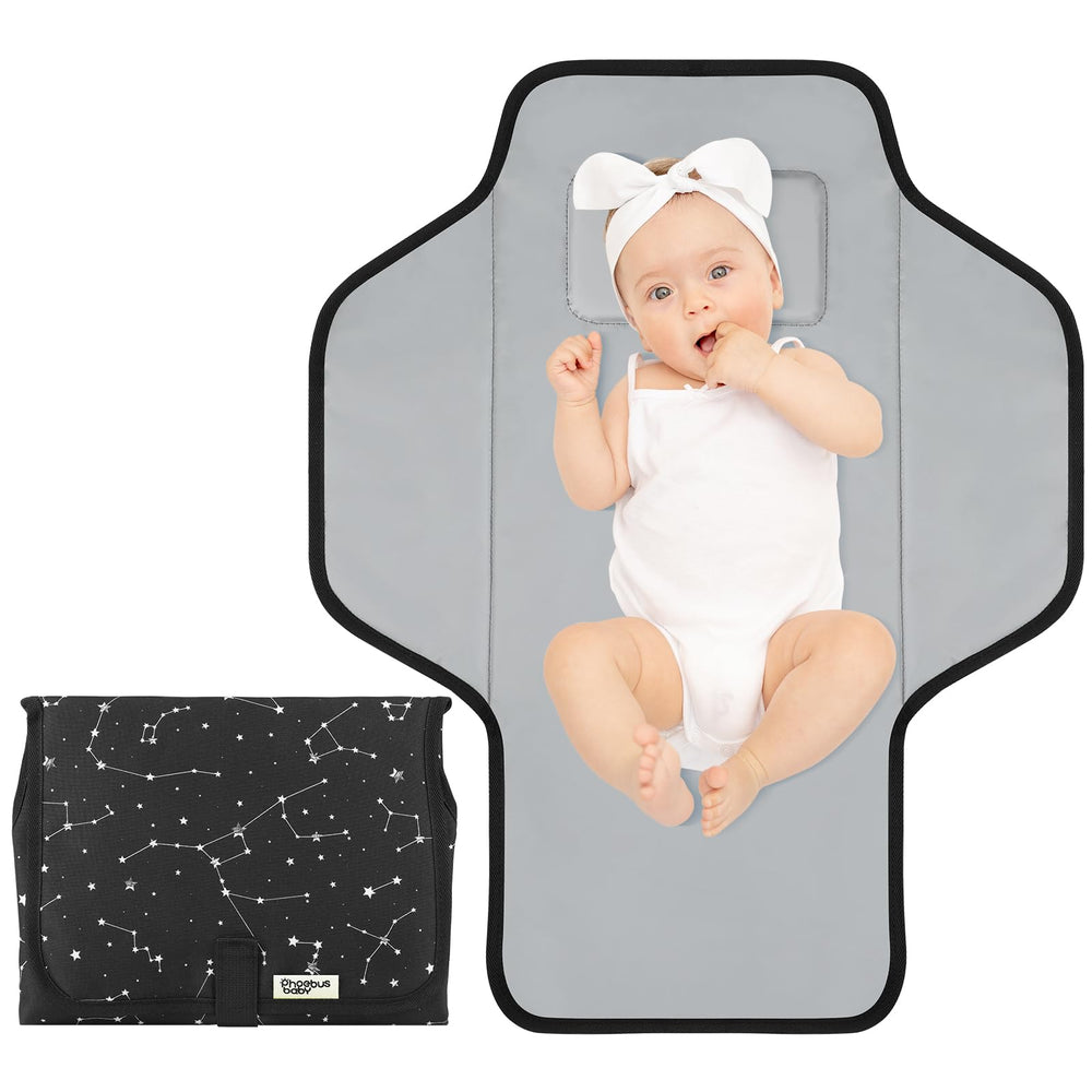 PHOEBUS BABY portable changing pad folded for compact travel use.