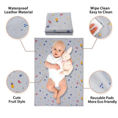 PHOEBUS BABY vegan leather changing mat folded-travel-compact for ultra-portable diaper changes.