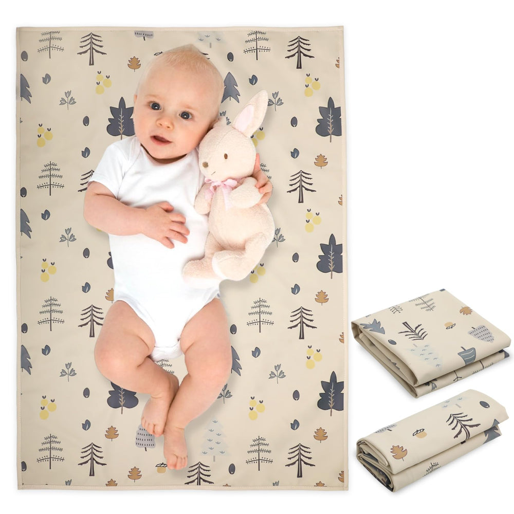 PHOEBUS BABY vegan leather changing mat forest tree rolled for travel convenience