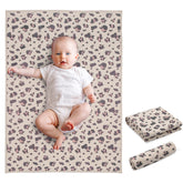 PHOEBUS BABY leopard print vegan leather changing mat shows wipe-clean convenience