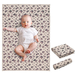 PHOEBUS BABY leopard print vegan leather changing mat shows wipe-clean convenience