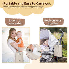 PHOEBUS BABY vegan leather changing pad open on bed for easy diapering.