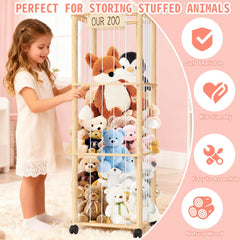 PHOKID 56In Zoo Tower elastic bands and mesh bottom detail for plush storage
