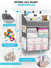 PHOTOONE diaper caddy side pockets for lotions and clothes