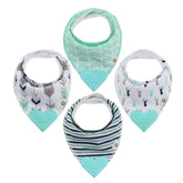 Pickle & Olive blue deer teething bib front view catching drool and gum soothing.