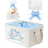 Pickmesh baby shower storage basket in blue elephant full view for tidy diaper organization.