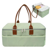Picsthetic diaper bag organizer green front view shows roomy compartments for baby essentials