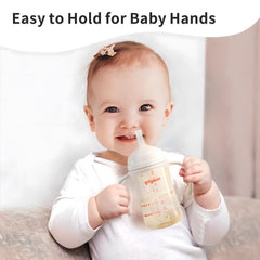 Pigeon PPSU bottle handles demonstrate twist-resistant durability during learning.