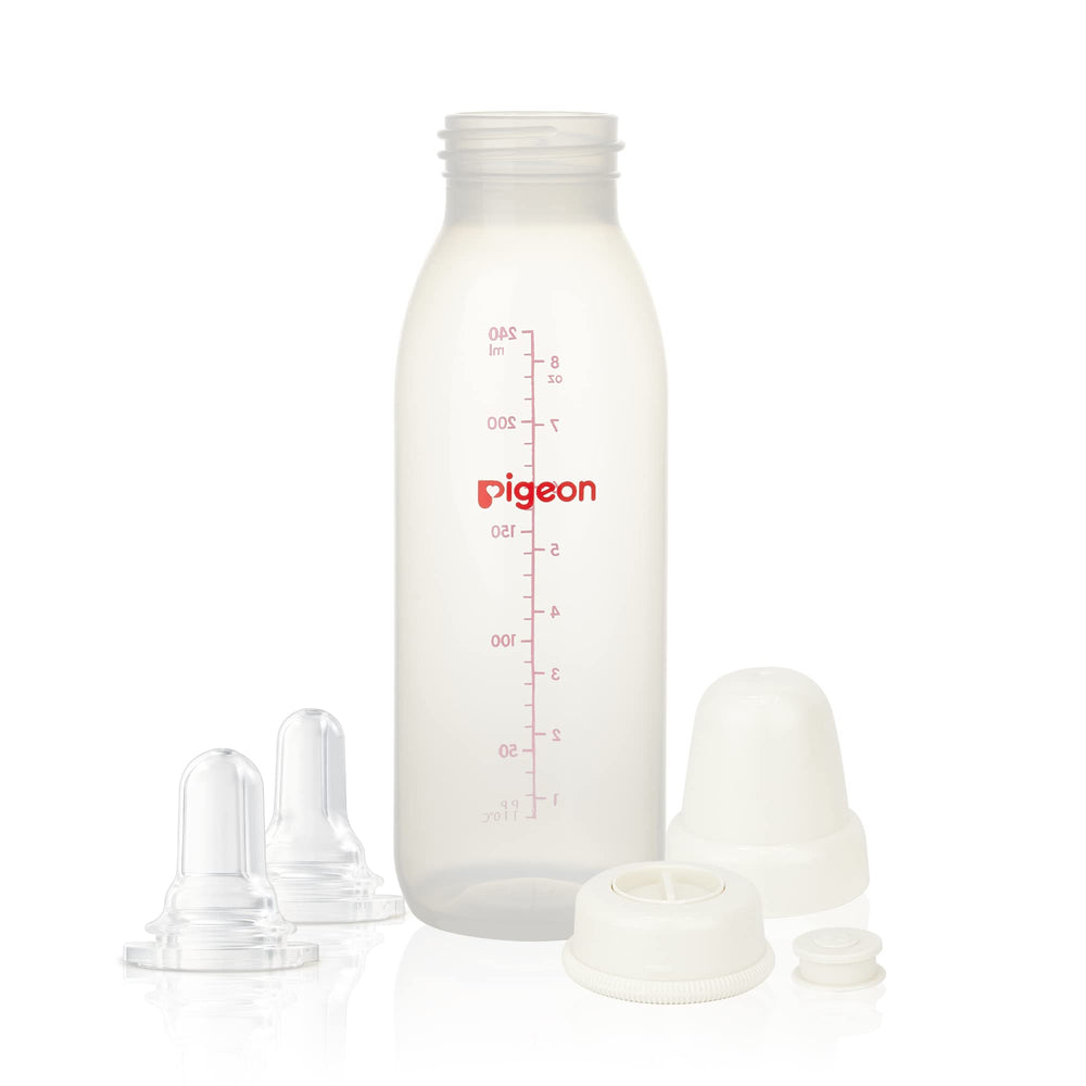 Pigeon baby cleft palate bottle showing two nipples for feeding flexibility.