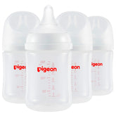Pigeon PP nursing bottle wide neck anti-colic design supports comfortable feeding.