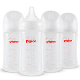 Pigeon PP nursing bottle wide-neck front view with easy grip and clean design.