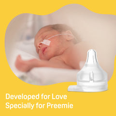 Pigeon Preemie Nipple SS under-2500g option shows soft texture for LBW suckling