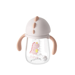 Piifur baby cup with straw pink 8 oz for toddler sipping easy