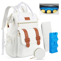 PIIOSER diaper bag backpack in cream showing a spacious main compartment for baby essentials