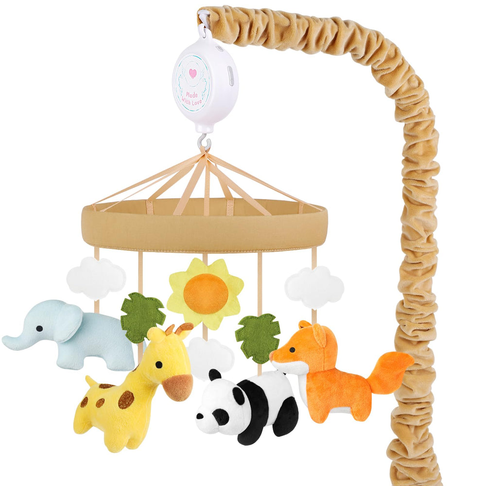PIIKAGO Animals crib mobile elephant plush toys promote gentle visual exploration.
