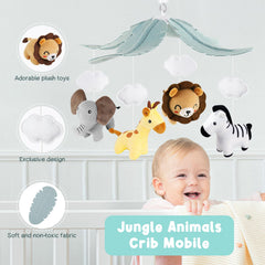 PIIKAGO Animals crib mobile giraffe encourages gaze tracking and curiosity.