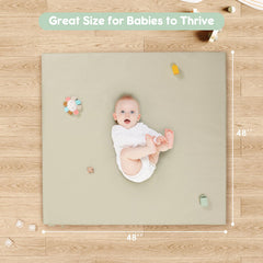 PIIKAGO padded baby play mat anti-slip bottom keeps surface in place during play.